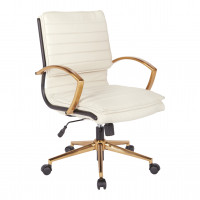 OSP Home Furnishings FL23591G-U28 Mid-Back Faux Leather Chair with Gold Finish in Cream Faux Leather